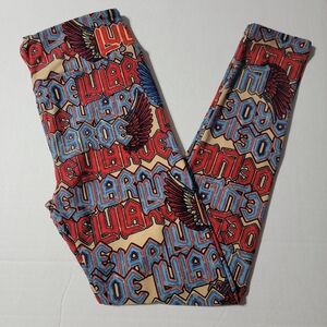 💚LuLaRoe OS Leggings Americana‎ American Dreams Red White Blue Patriotic Eagle
